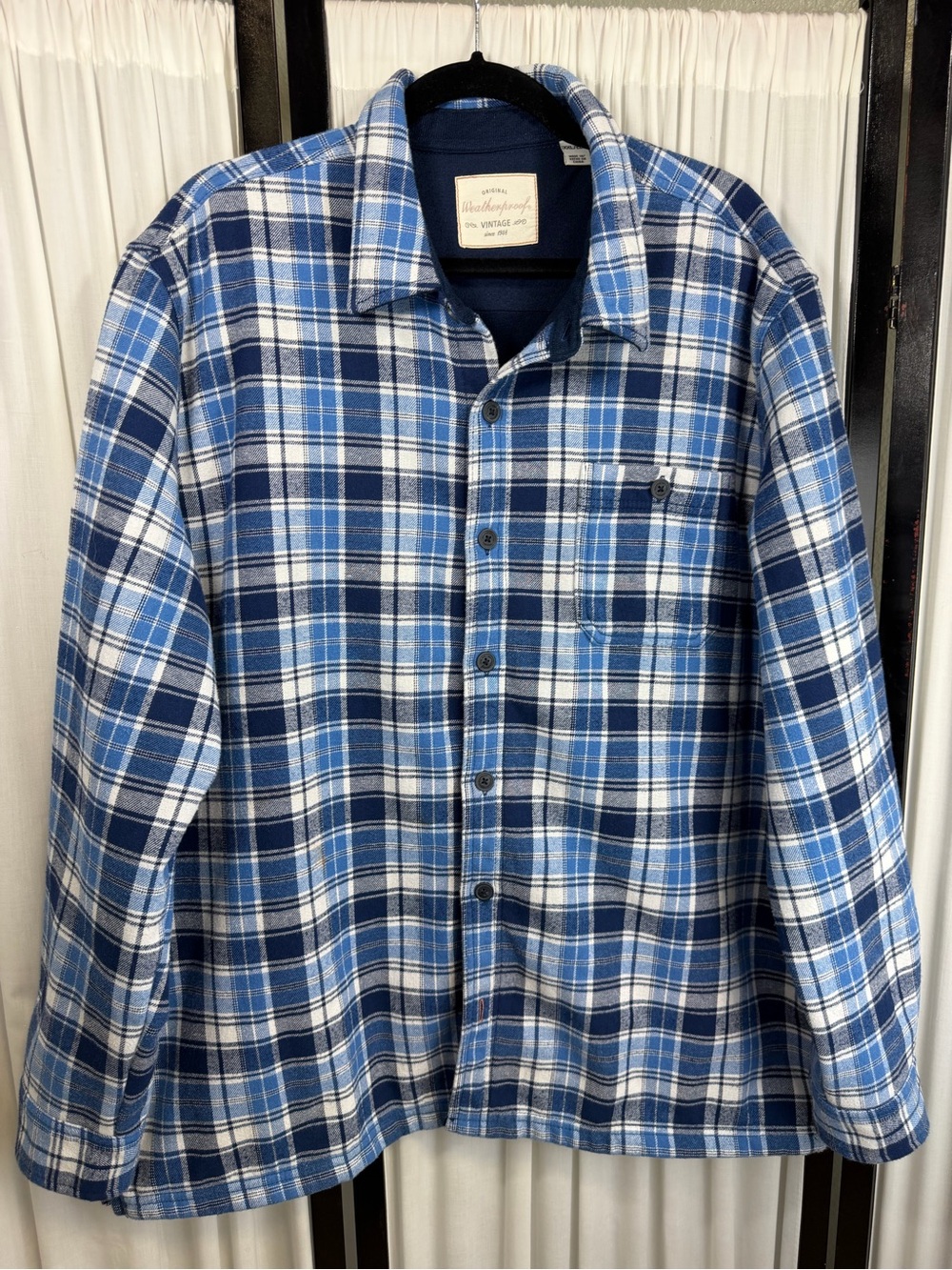 Weatherproof Men's Flannel Shirt jacket in Navy Blue